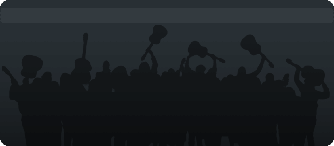 Silhouette of people cheering with acoustic guitars